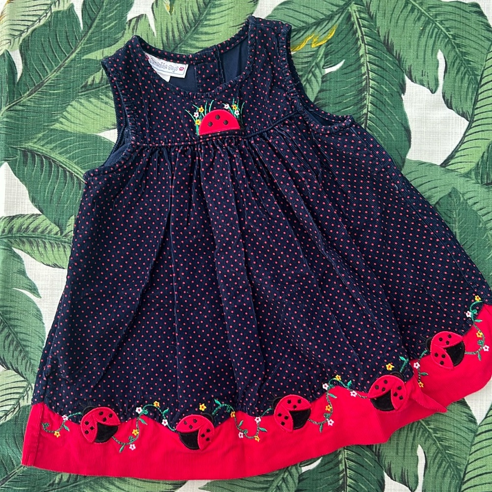 Samantha Says • VINTAGE Girls Corduroy Ladybug Dress • Sz 4T